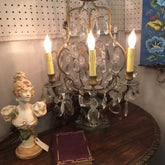 Antique Brass and Crystal Candelabra